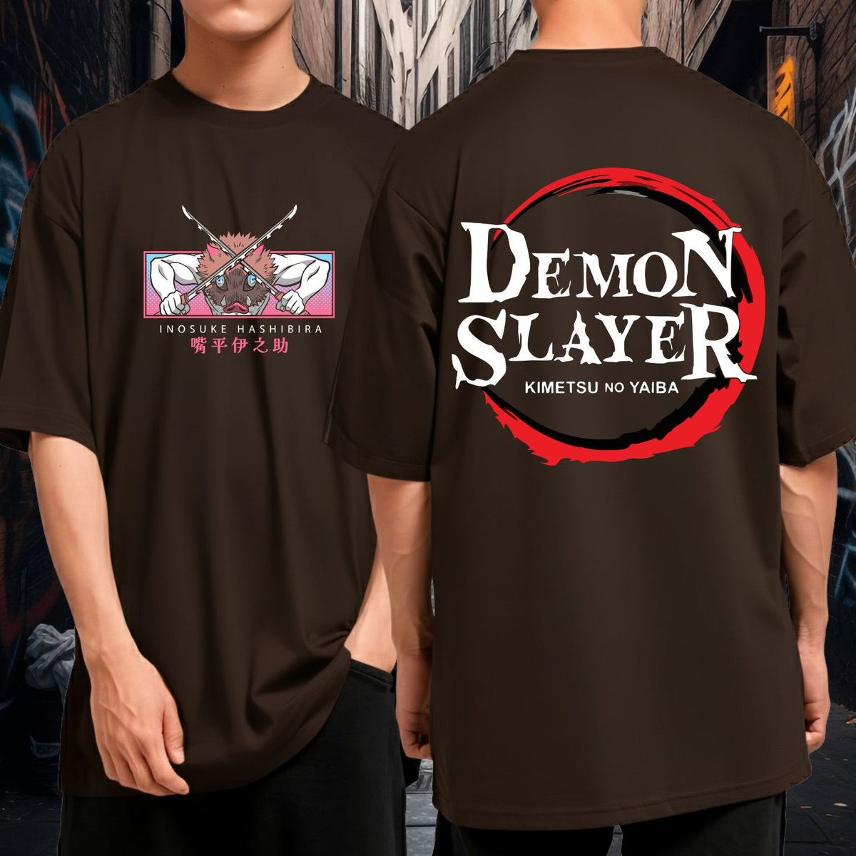 Camiseta Oversized Demon Slayer Inosuke Bom Caimento 100% Algodão Malha Premium