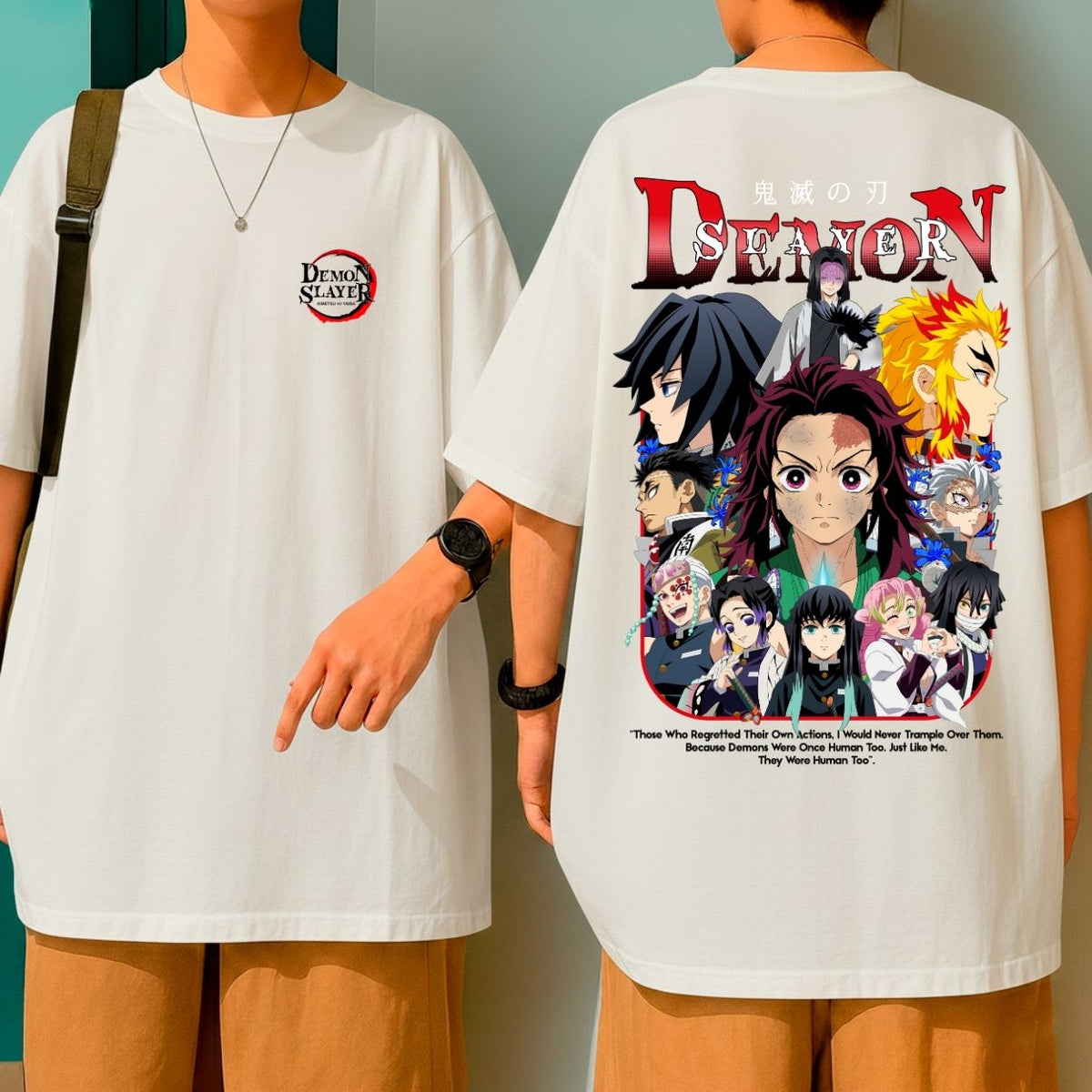 Camiseta Oversized Anime Demon Slayer Personagens Geek Blusão Malha Grossa