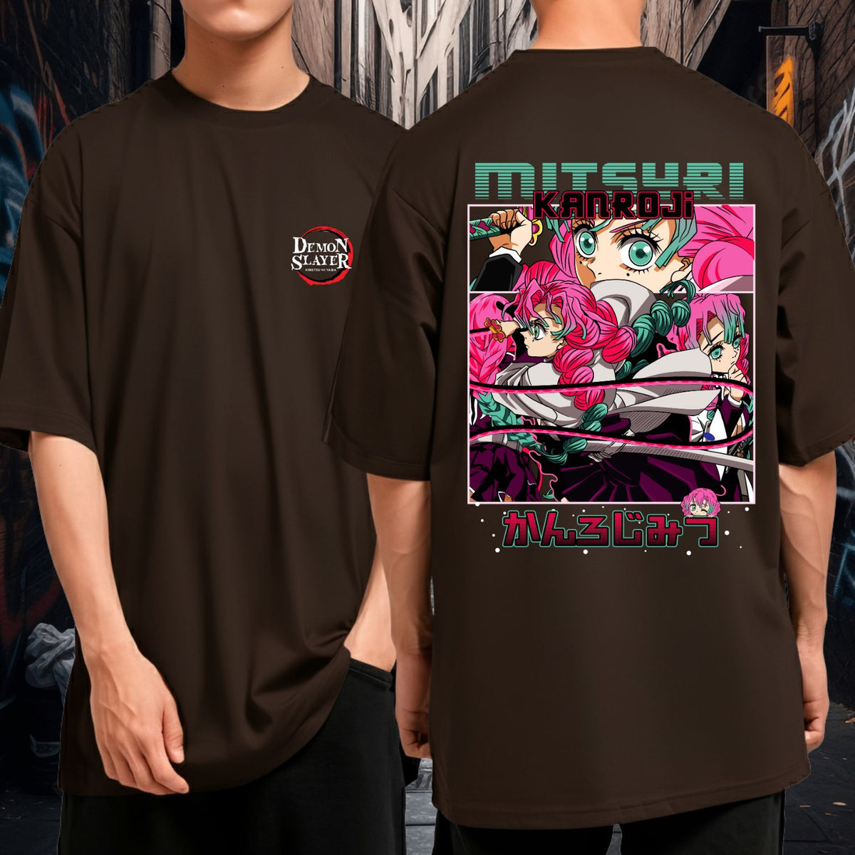 Camiseta Oversized 100% Algodão Mitsubi Hashira Do Amor Demon Slayer Blusão Malha Premium