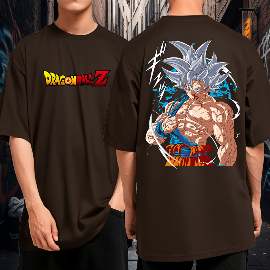 Camiseta Oversized Algodão Dragon Ball Z Goku Instinto Superior