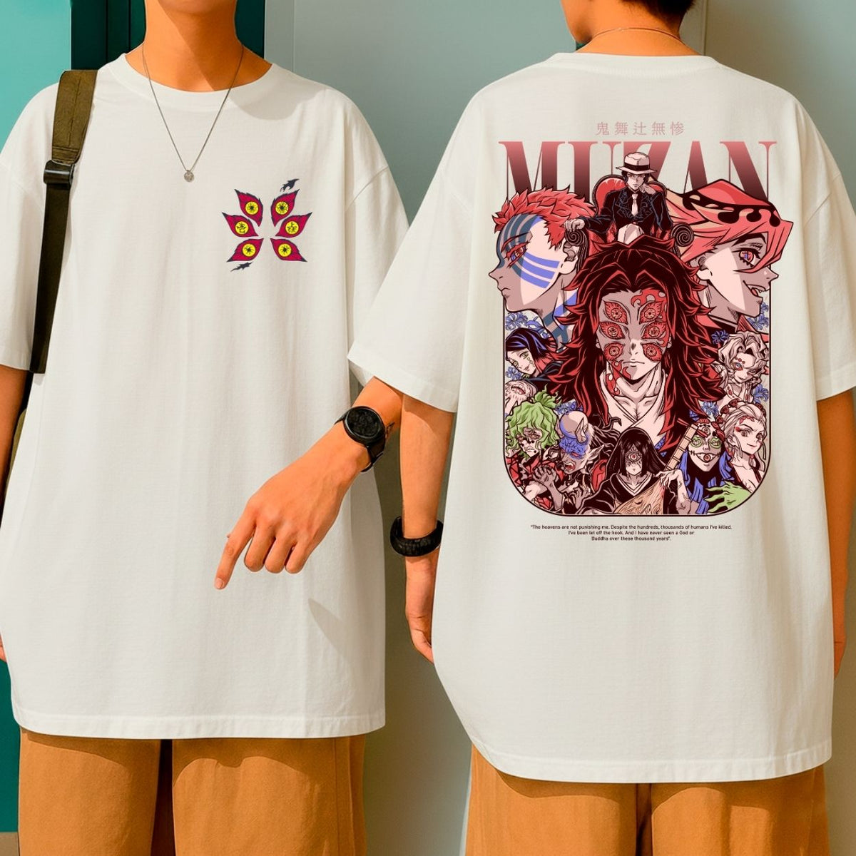 Camiseta Oversized Oni Demon Slayer Kokushibo Muzan Akaza Blusão Over Largo Grande