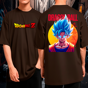 Camiseta Oversized 100% Algodão Son Goku Saiyajin Dragon Ball