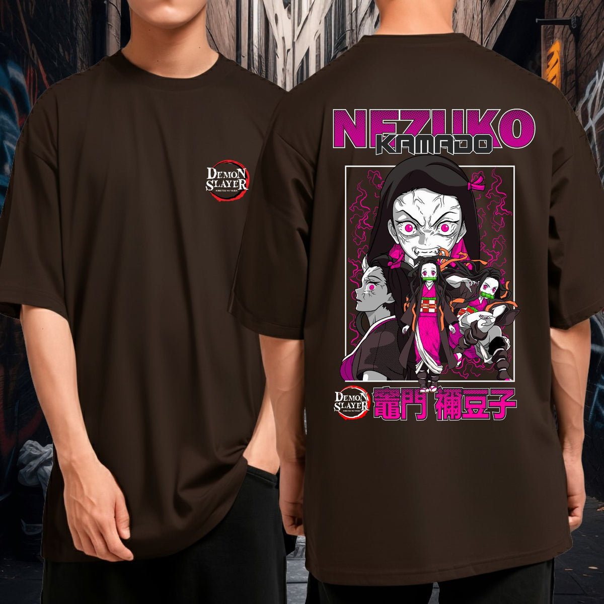 Camiseta Oversized Demoin Slayer Nezuko Kamado Oni Blusão Geek Anime