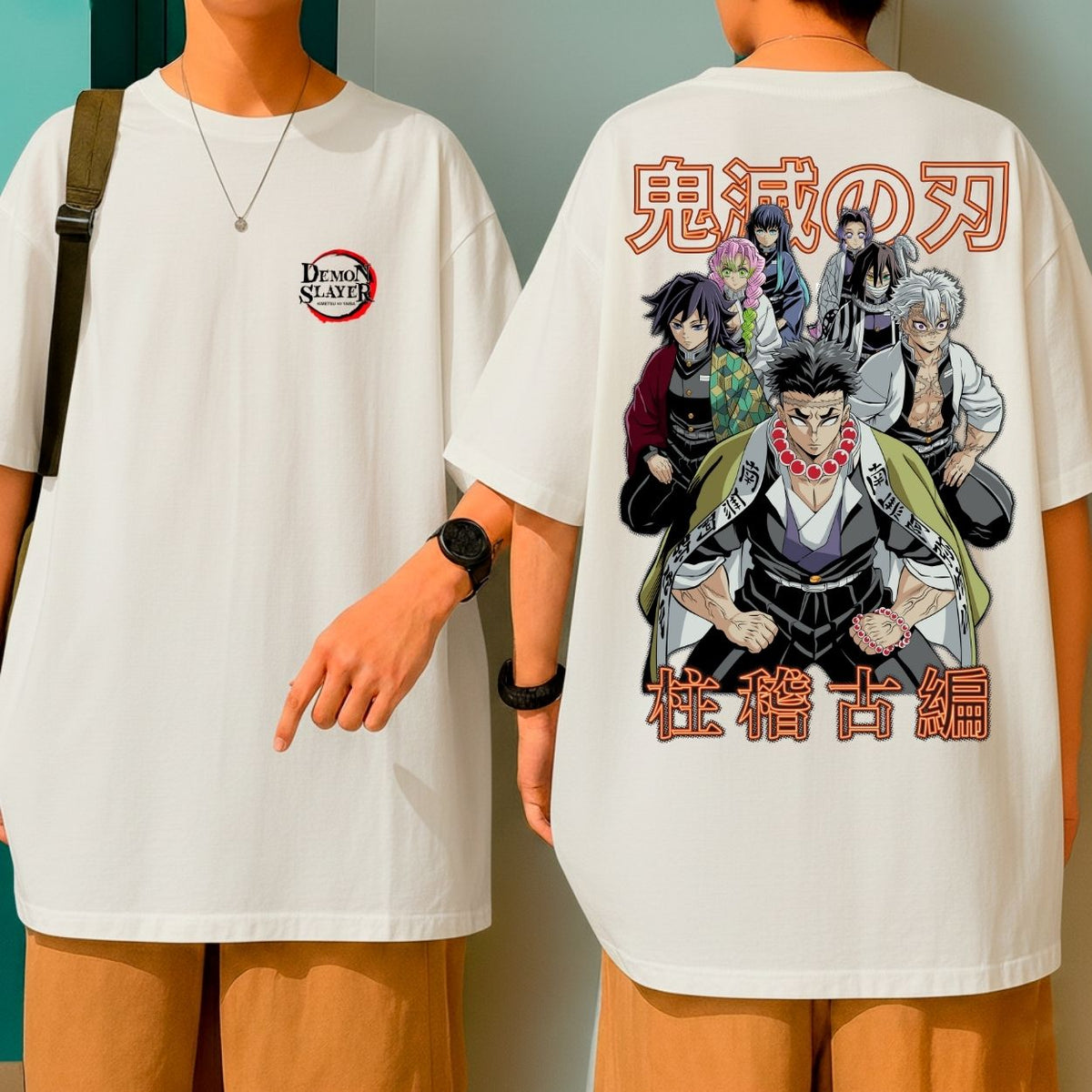 Camiseta Oversized Algodão Malha Premium Demon Slayer Pilares Hashiras Personagens
