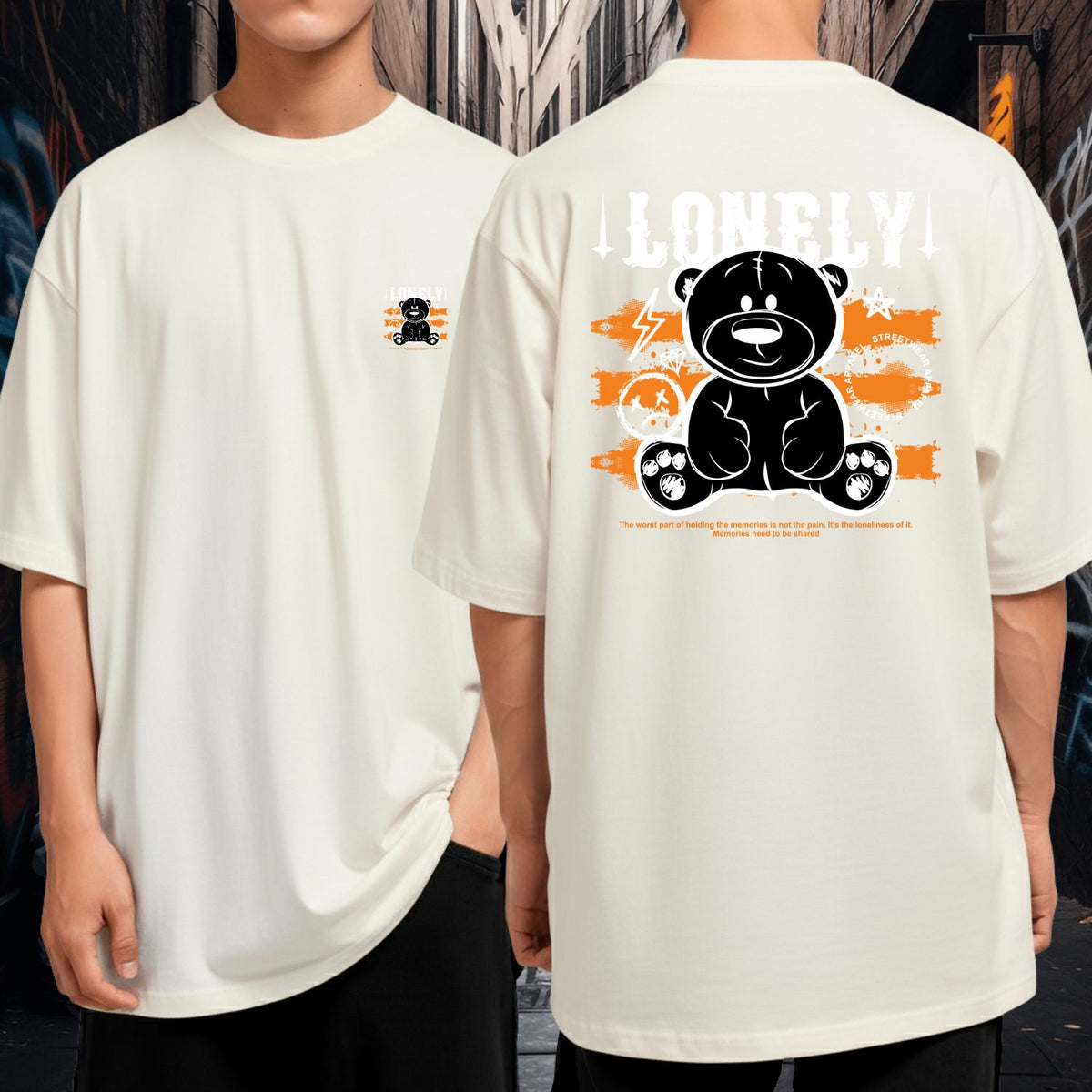 Camiseta Oversized Premium Malha Grossa Larga Lonely Bear Streetwear Unissex
