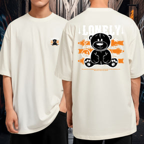 Camiseta Oversized Premium Malha Grossa Larga Lonely Bear Streetwear Unissex