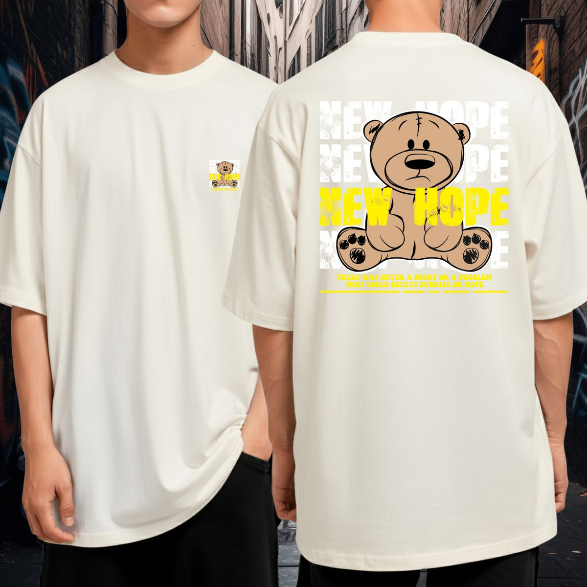 Camiseta Oversized 100% Algodão New Hope Bear Streetwear Positiva