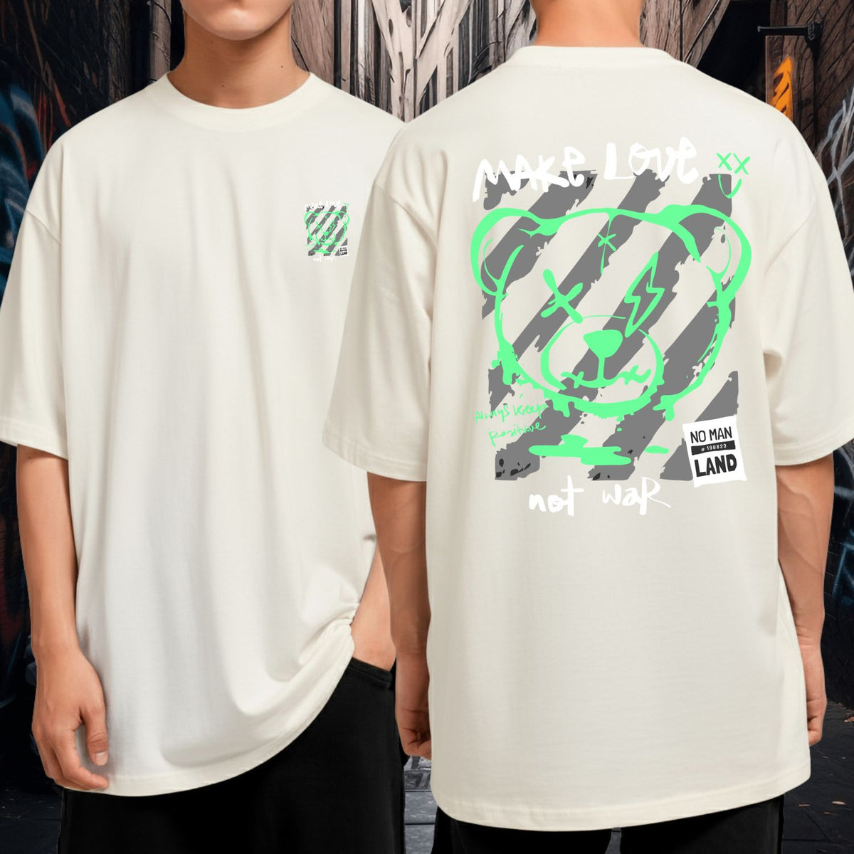 Camiseta Oversized Malha Grossa Bom Caimento Streetwear Urso Bear Make Love Not War