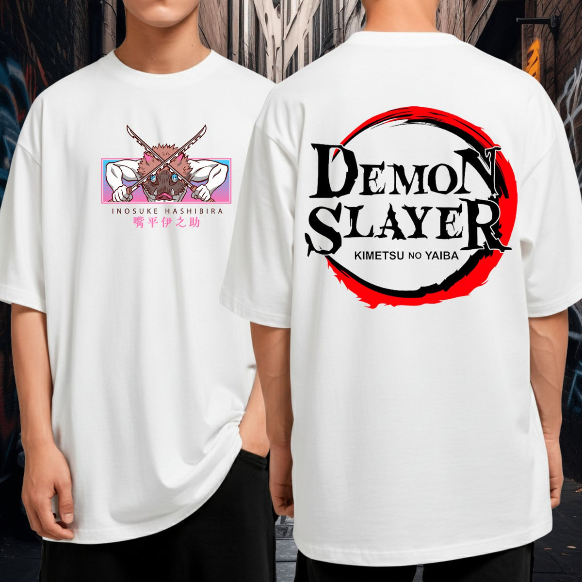 Camiseta Oversized Demon Slayer Inosuke Bom Caimento 100% Algodão Malha Premium