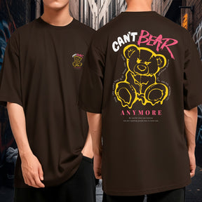 Camiseta Oversized Algodão Malha Grossa Streetwear Can’t Bear Anymore Urso Amarelo