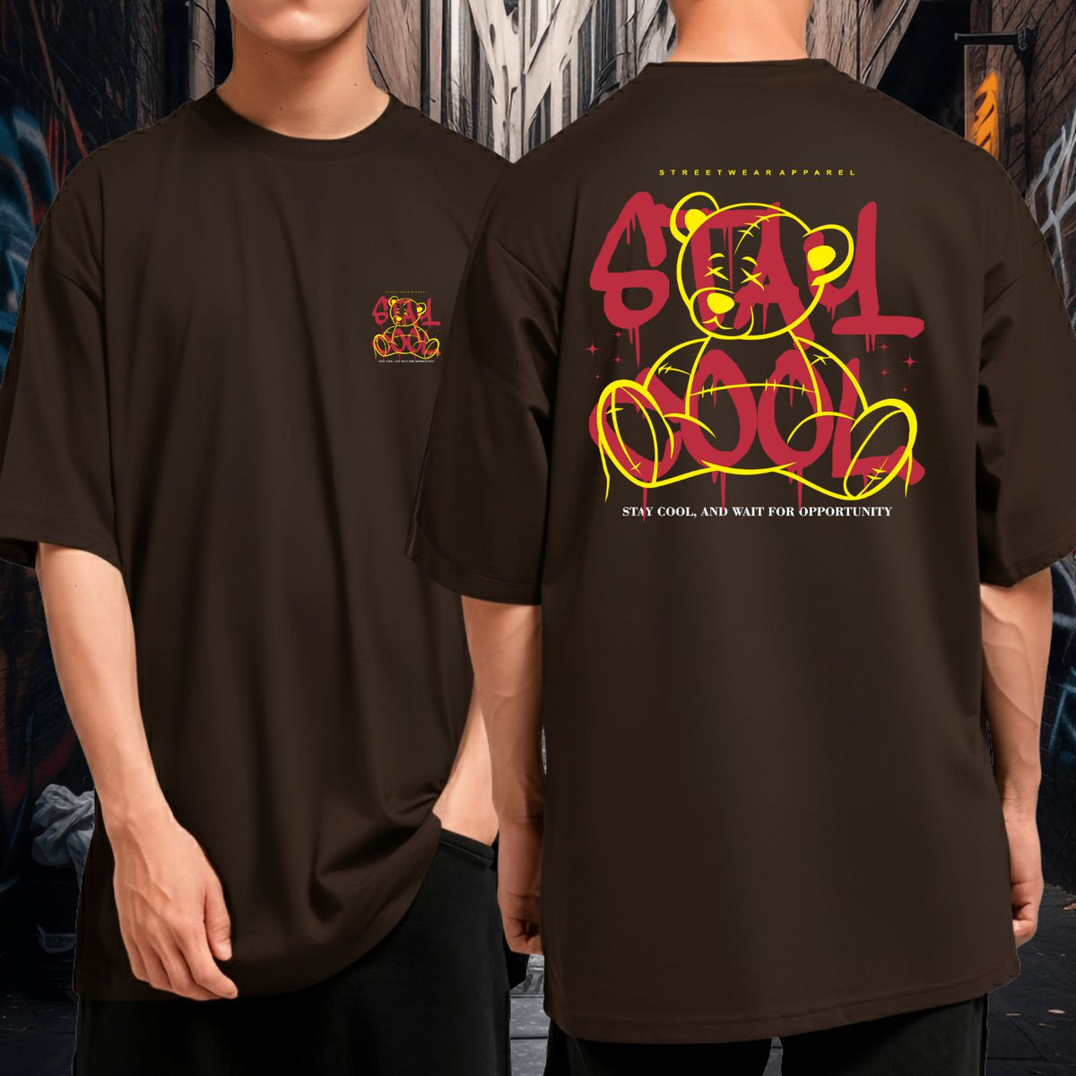 Camiseta Oversized Underground Stay Cool Urso Estilo Streetwear Premium