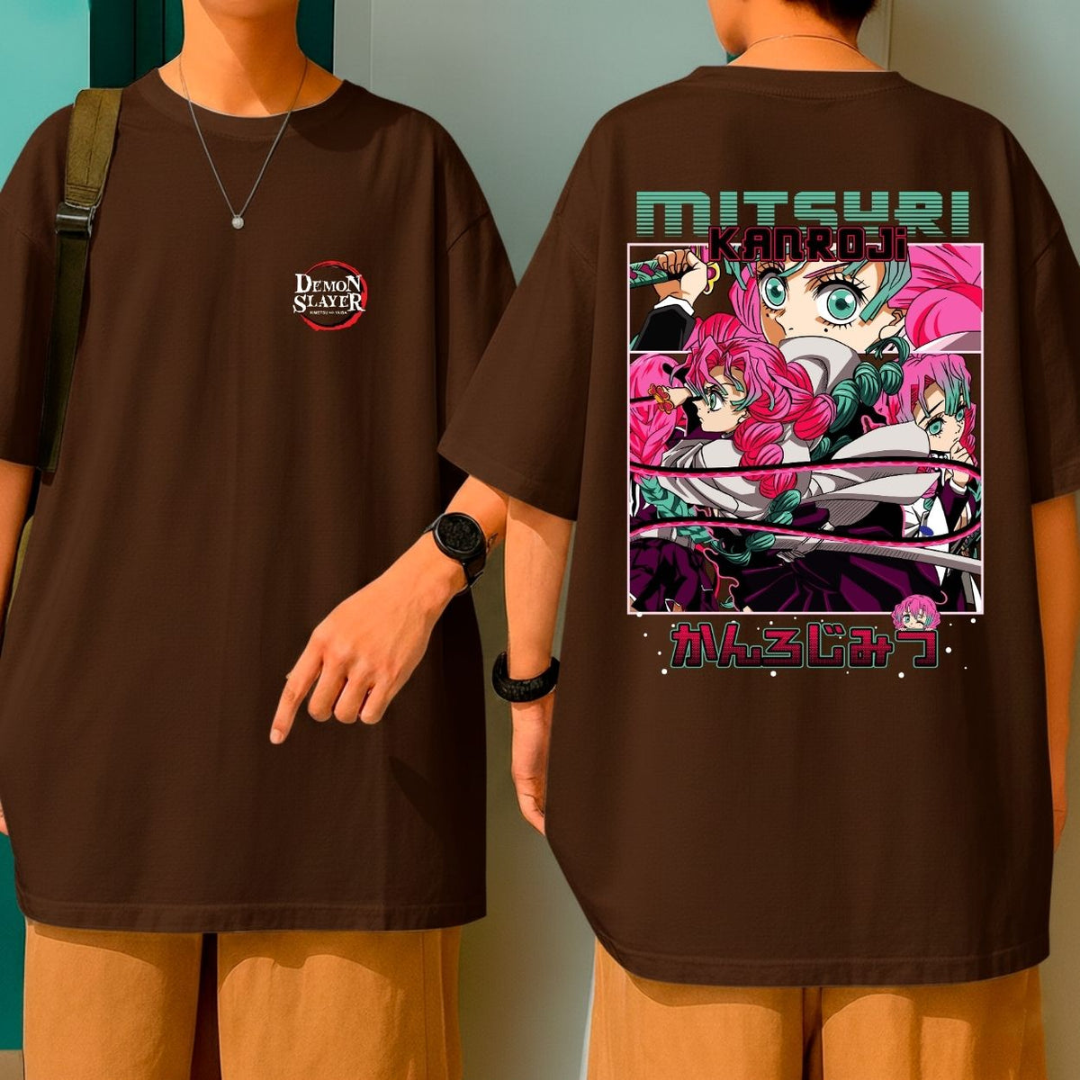 Camiseta Oversized 100% Algodão Mitsuri Kanroji Pilar Hashira do Amor