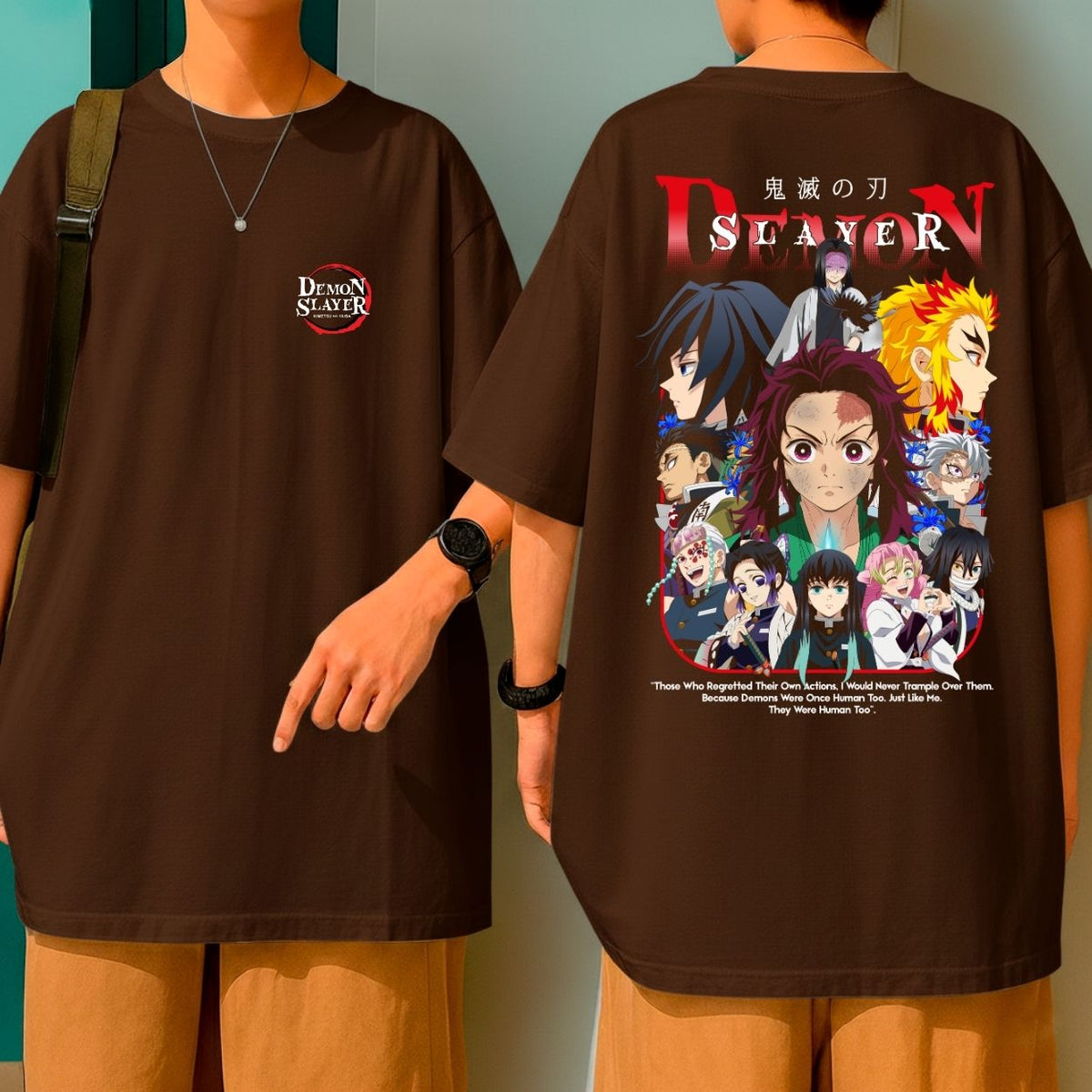 Camiseta Oversized Anime Demon Slayer Personagens Geek Blusão Malha Grossa