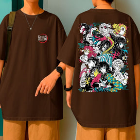 Camiseta Oversized Algodão Malha Premium Demon Slayer Personagens Blusão Largo Grande