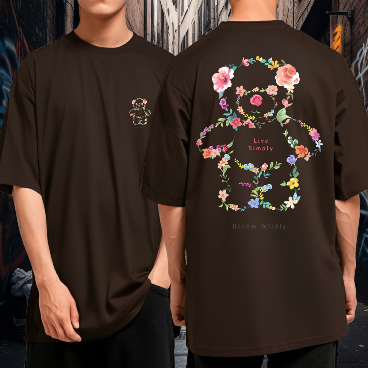Camiseta Oversized Algodão Blusão Bloom Wildly Streetwear Minimalista