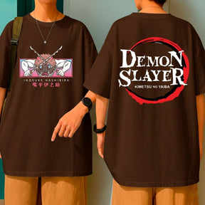 Camiseta Oversized 100% Algodão Inosuke Demon Slayer Blusão Malha Grossa Gola Redonda