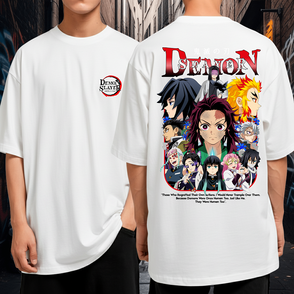 Camiseta Oversized Demon Slayer Tanjiro Esquadrão Blusão Algodão Premium