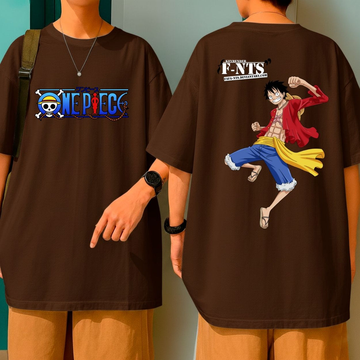 Camiseta Oversized Algodão One Piece Luffy Homem Borracha Anime Blusão Malha Grossa