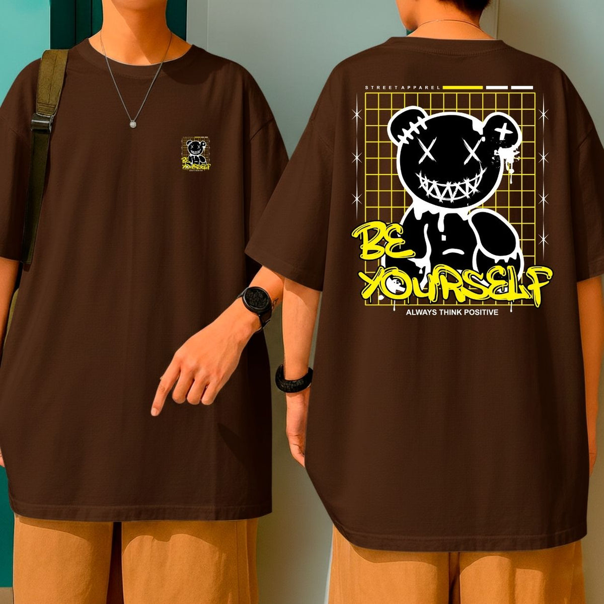 Camiseta Oversized 100% Algodão Bear Be Yourself Blusão Malha Premium