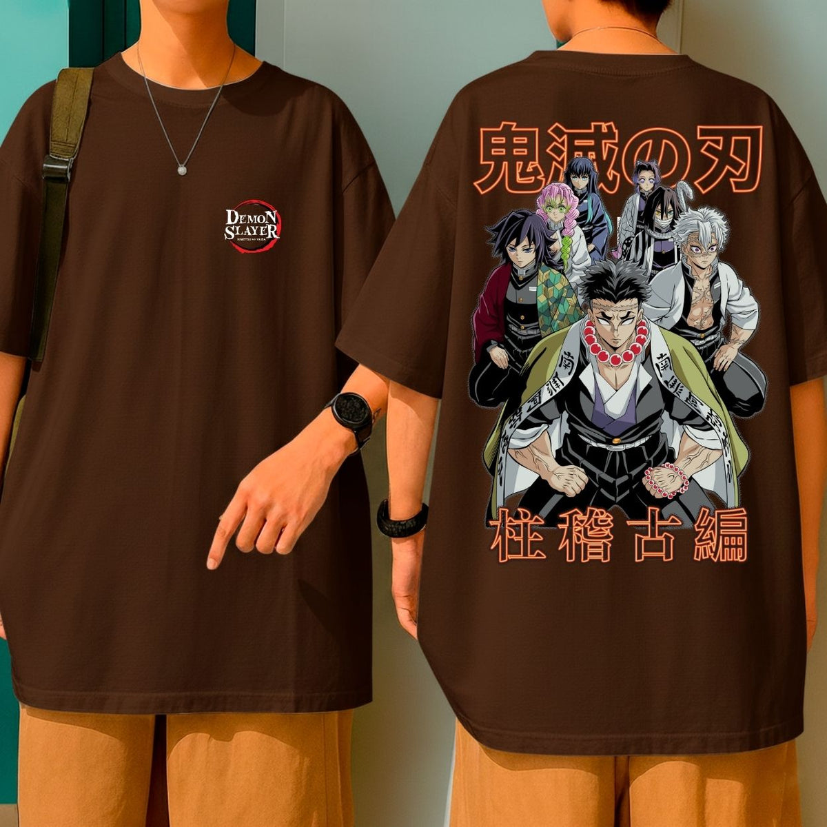 Camiseta Oversized Algodão Malha Premium Demon Slayer Pilares Hashiras Personagens