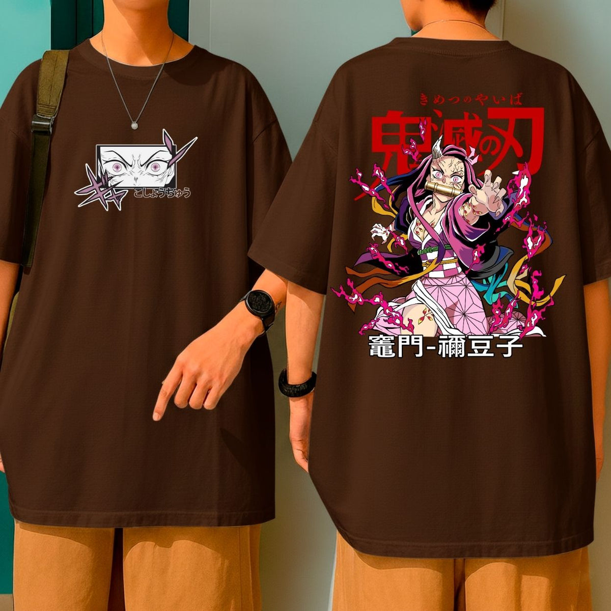Camiseta Oversized Oni Demon Slayer Nezuko Kamado Blusão Over Largo Grande Malha Premium