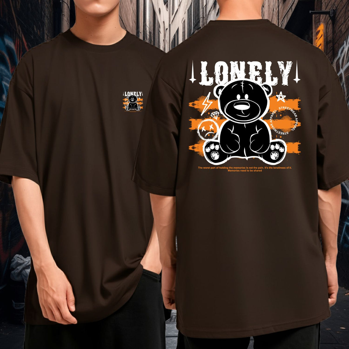 Camiseta Oversized Premium Malha Grossa Larga Lonely Bear Streetwear Unissex