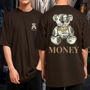 Camiseta Oversized Streetwear Money Bear Corrente Dourada Preta