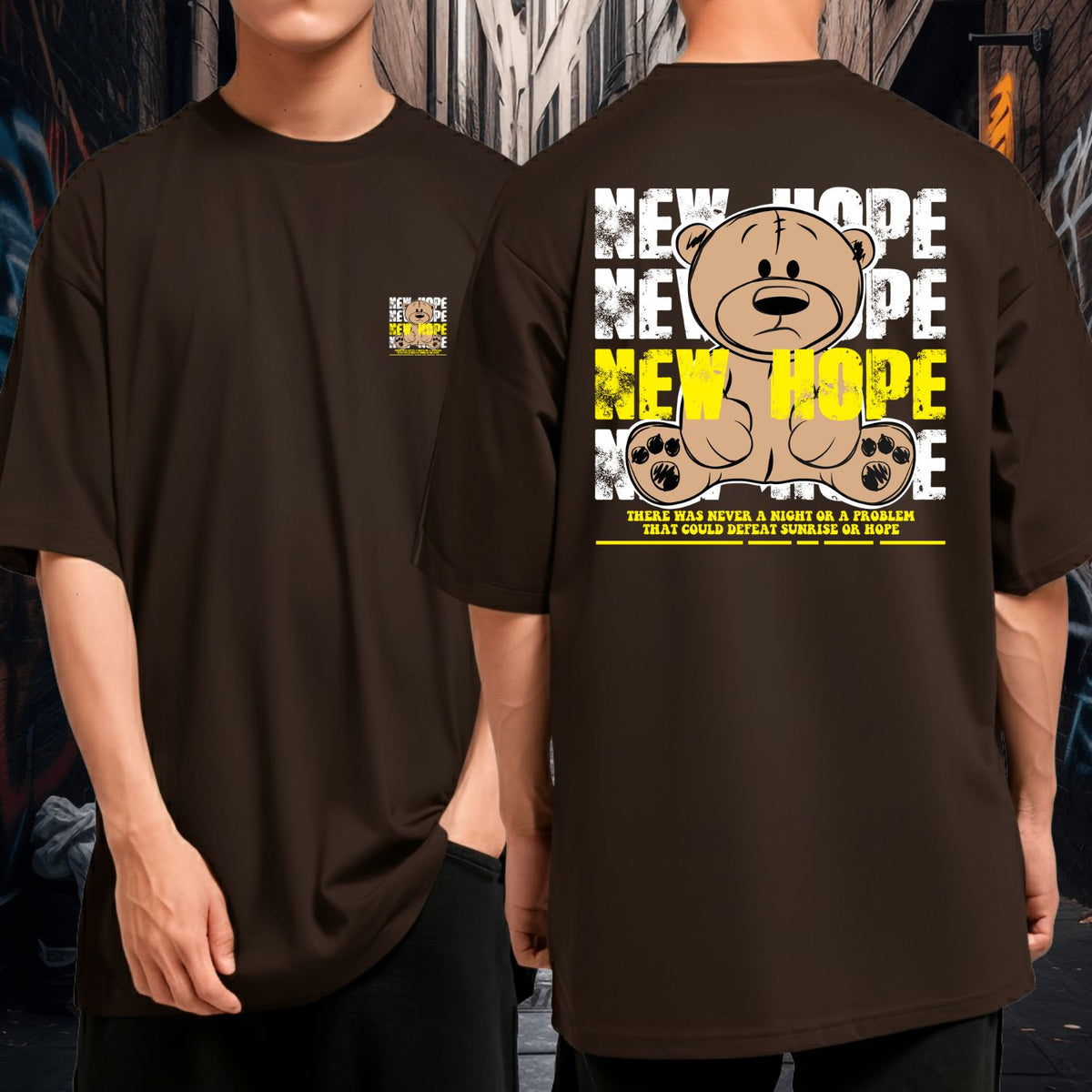 Camiseta Oversized 100% Algodão New Hope Bear Streetwear Positiva