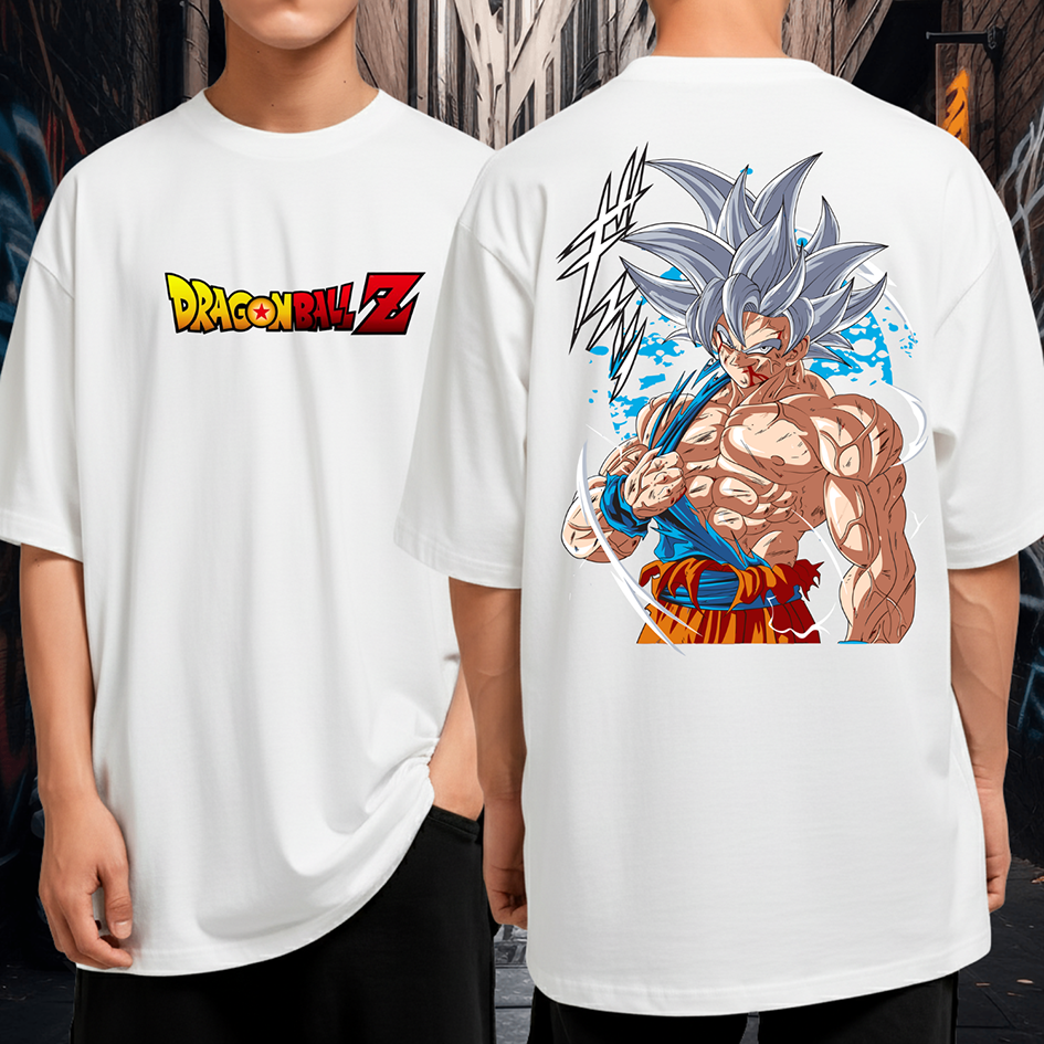 Camiseta Oversized Algodão Dragon Ball Z Goku Instinto Superior