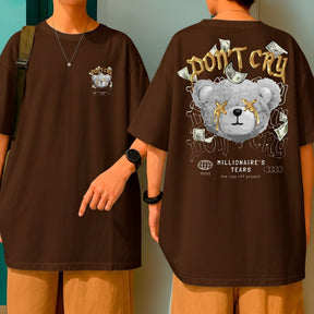 Camiseta Oversized Streetwear Urso Don’t Cry Estilo Street Premium