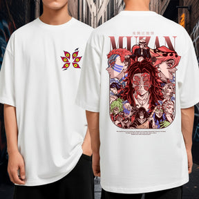 Camiseta Oversized Algodão Demon Slayer Oni Muzan Akaza Kokushibo