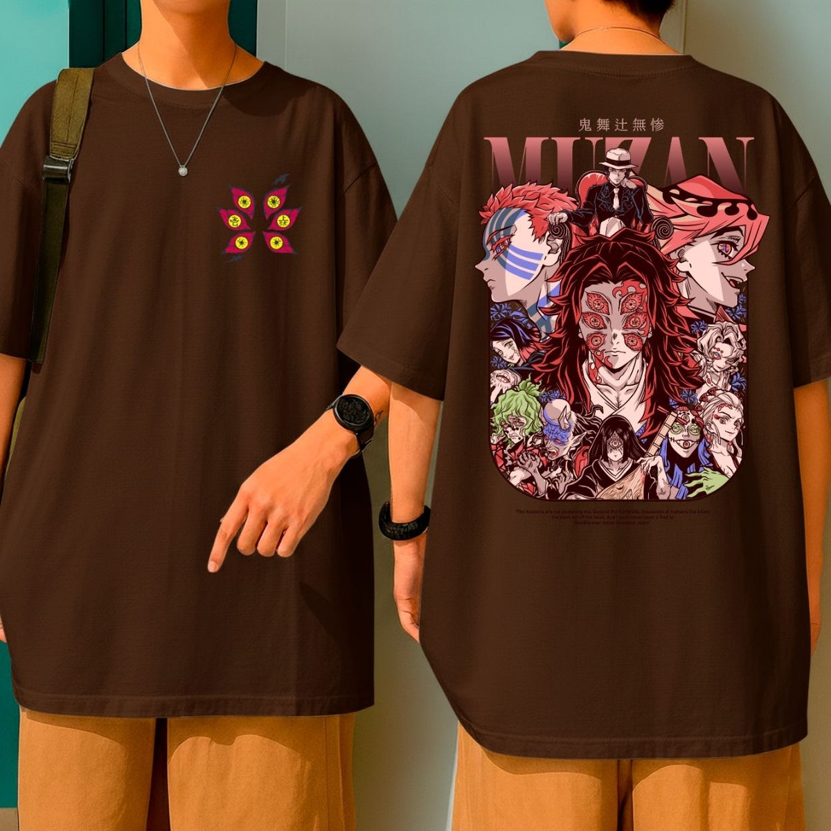 Camiseta Oversized Oni Demon Slayer Kokushibo Muzan Akaza Blusão Over Largo Grande