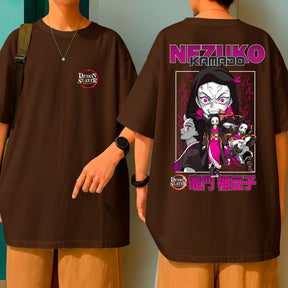 Camiseta Oversized Nezuko Demon Slayer Oni Blusão 100% Algodão Malha Grossa