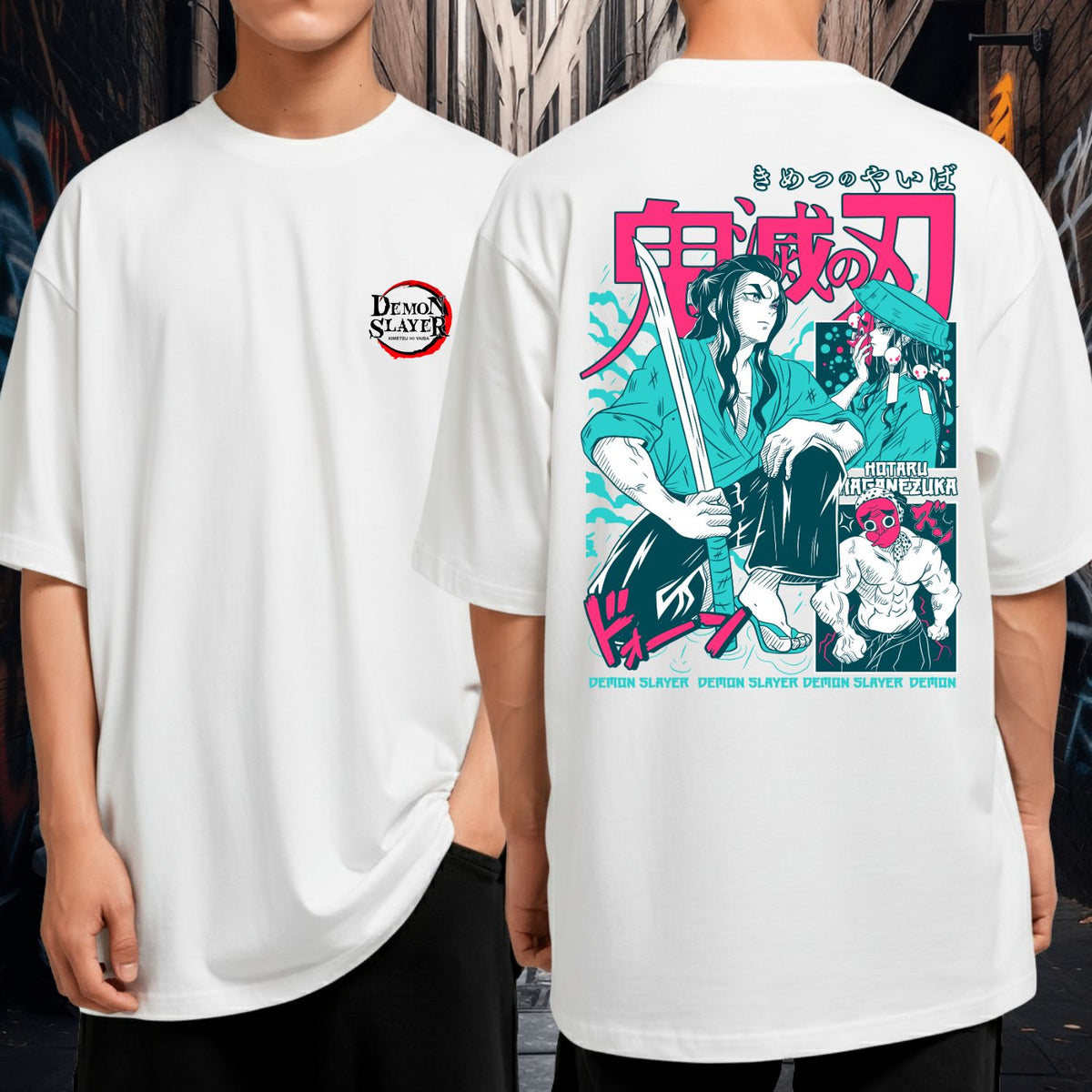 Camiseta Oversized 100% Algodão Demon Slayer Anime Geek Blusão