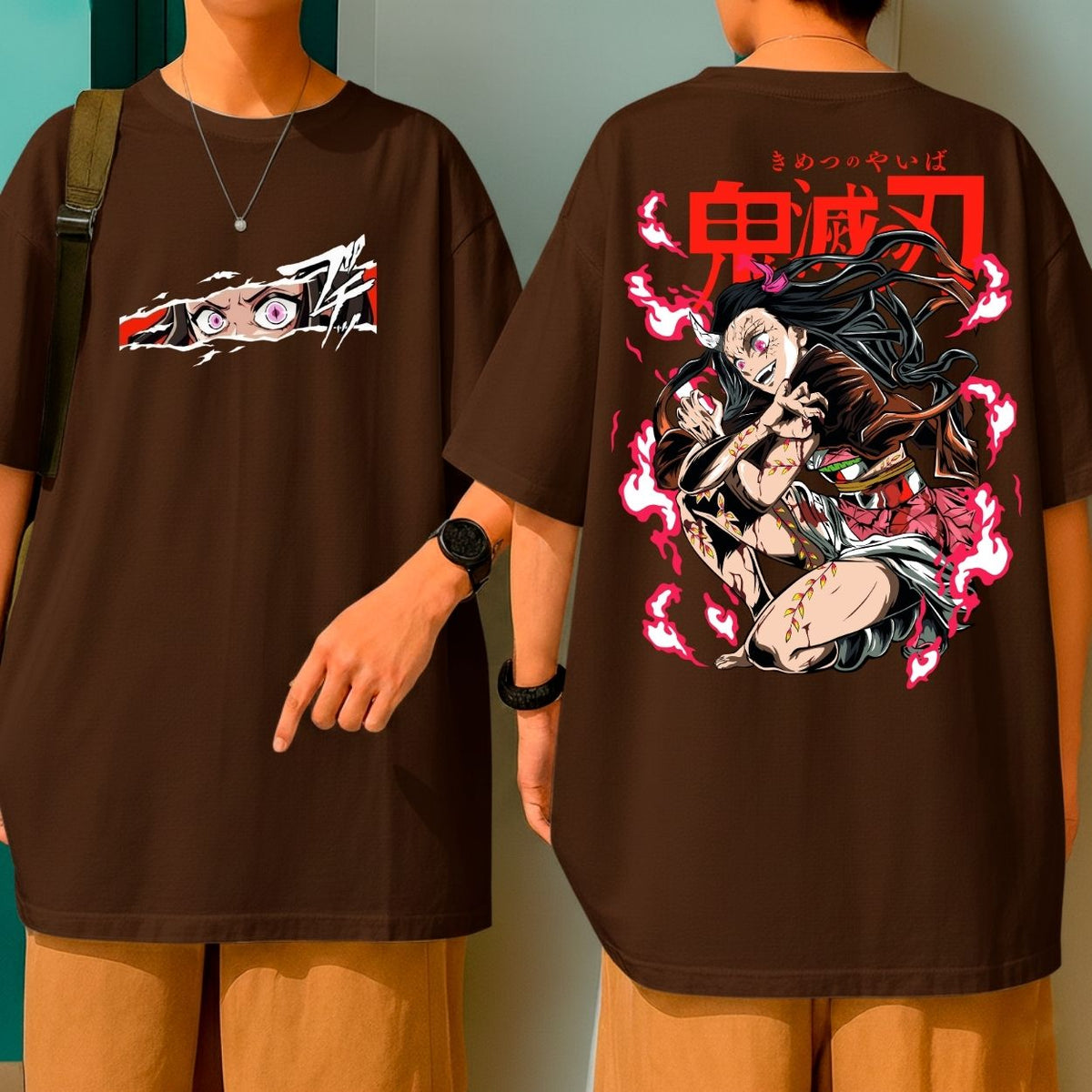 Camiseta Oversized Oni Demon Slayer Nezuko Kamado Gola Redonda Malha Premium