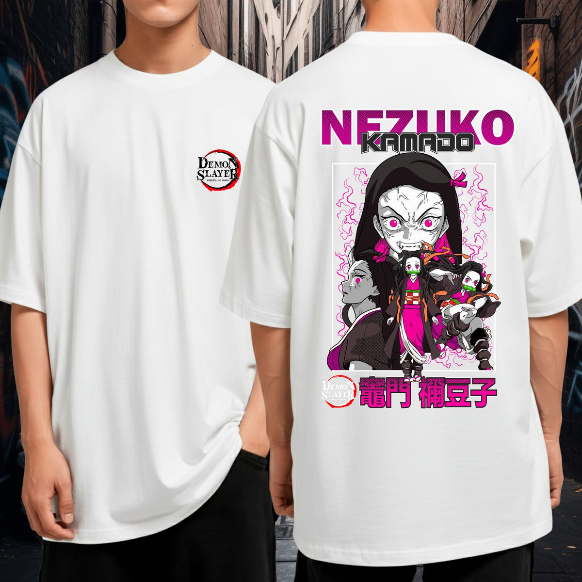 Camiseta Oversized Demoin Slayer Nezuko Kamado Oni Blusão Geek Anime