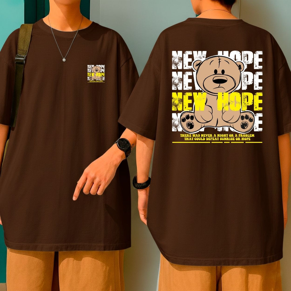 Camiseta Oversized Streetwear Algodão New Hope Bear Casual Urbano