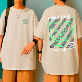 Camiseta Oversized Algodão Streetwear Feminina Urso Bear Make Love Not War
