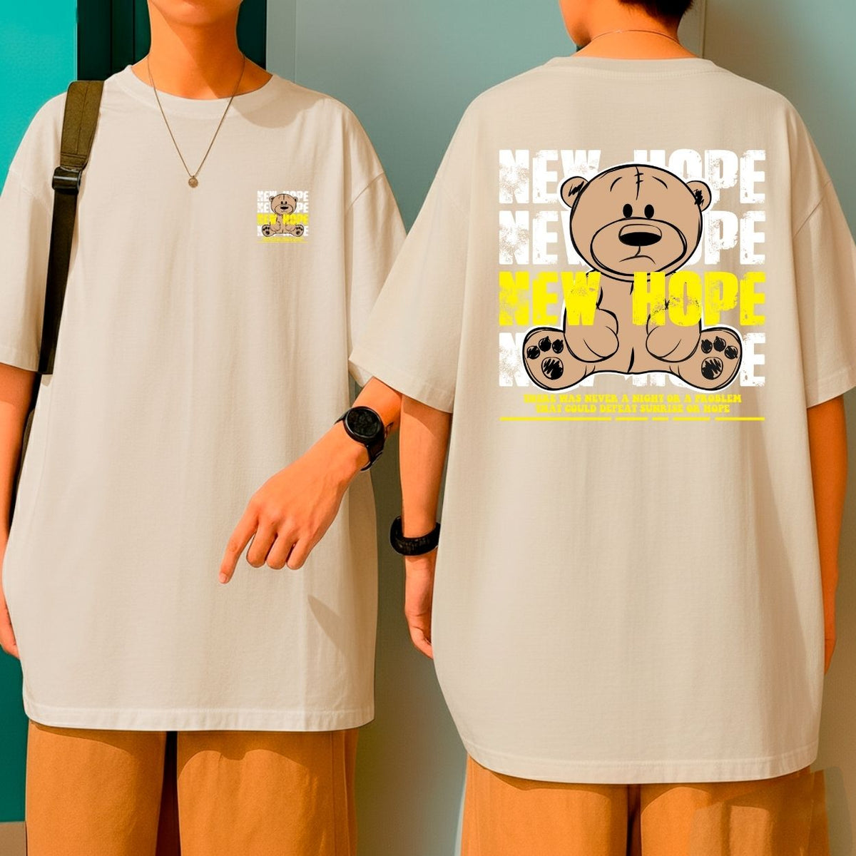 Camiseta Oversized Streetwear Algodão New Hope Bear Casual Urbano