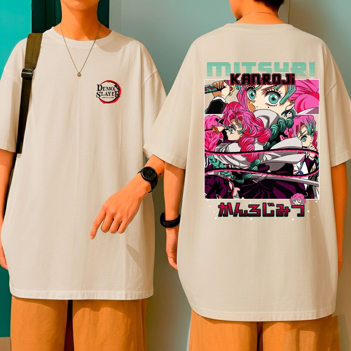 Camiseta Oversized 100% Algodão Mitsuri Kanroji Pilar Hashira do Amor