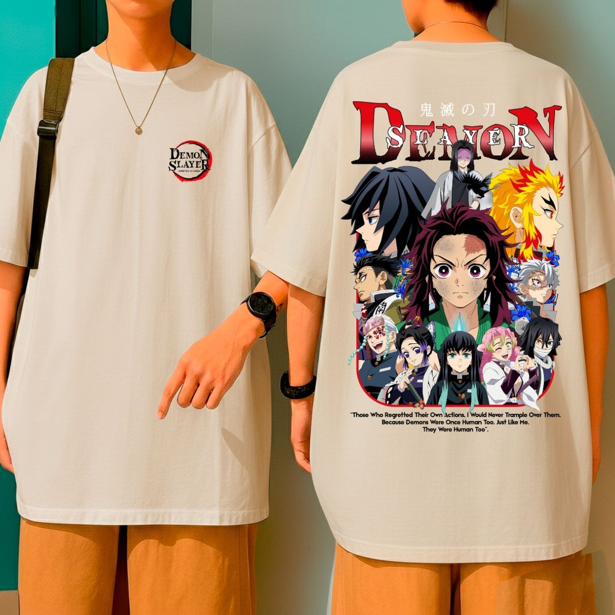 Camiseta Oversized Anime Demon Slayer Personagens Geek Blusão Malha Grossa