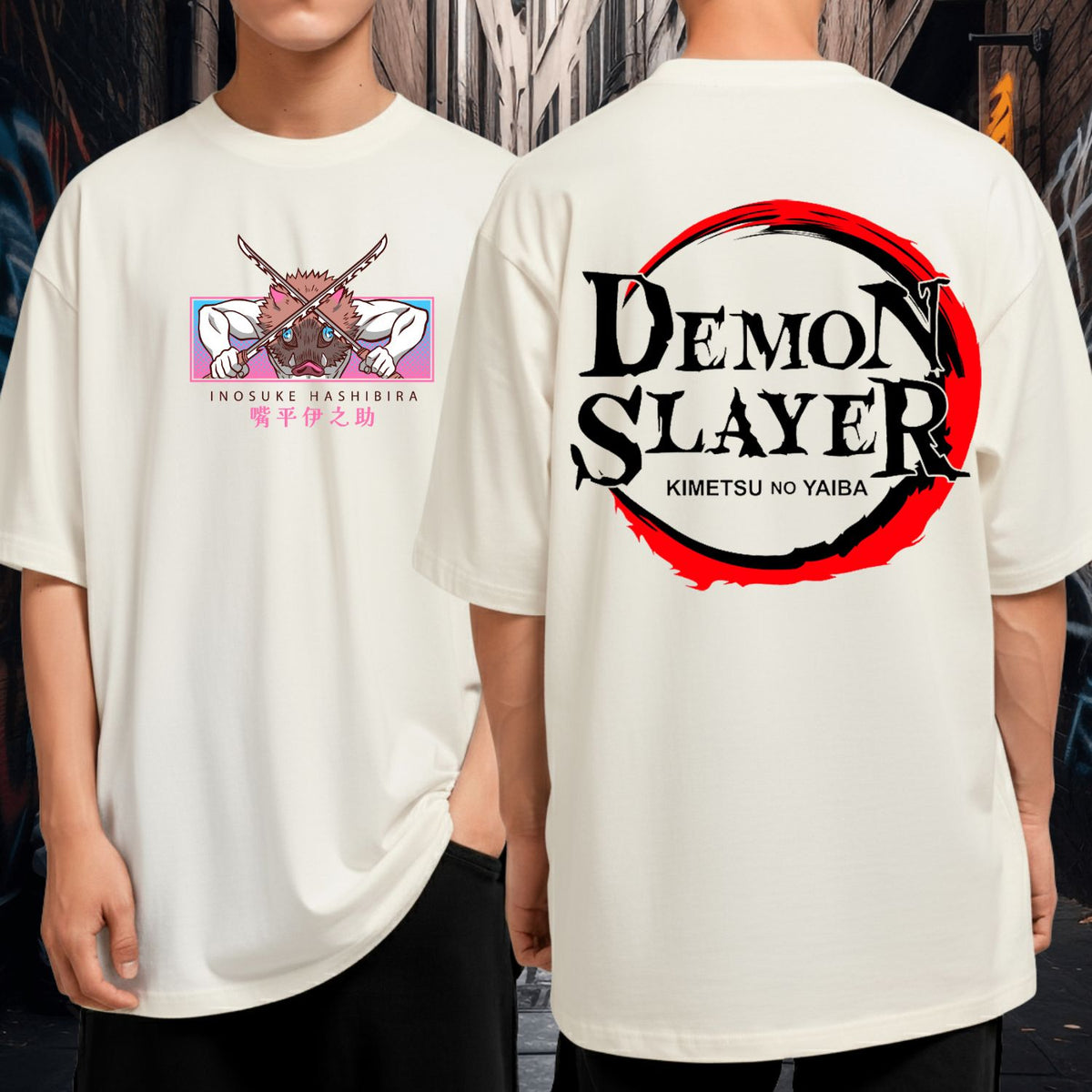 Camiseta Oversized Demon Slayer Inosuke Bom Caimento 100% Algodão Malha Premium