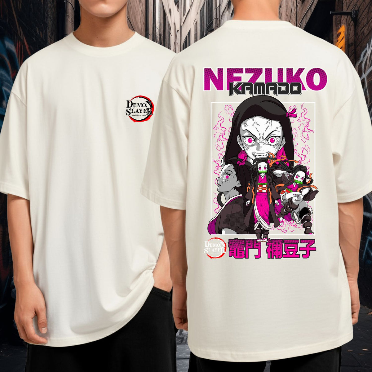 Camiseta Oversized Demoin Slayer Nezuko Kamado Oni Blusão Geek Anime