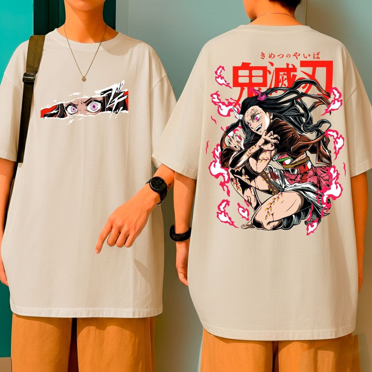 Camiseta Oversized Oni Demon Slayer Nezuko Kamado Gola Redonda Malha Premium
