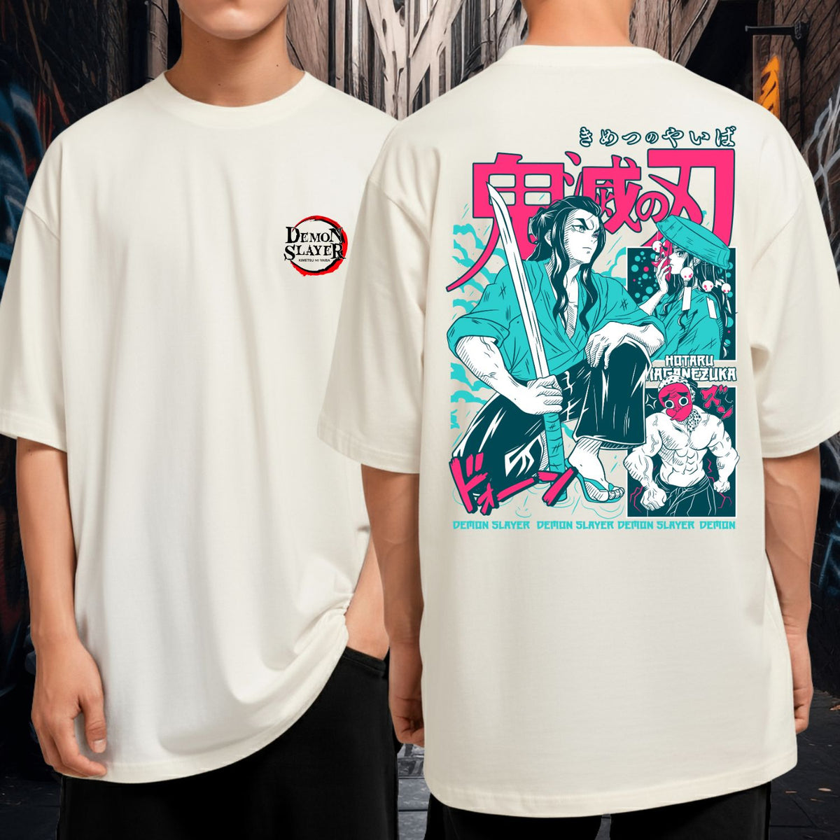 Camiseta Oversized 100% Algodão Demon Slayer Anime Geek Blusão