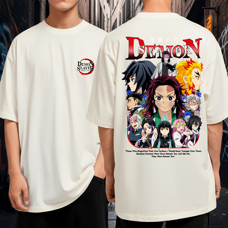 Camiseta Oversized Demon Slayer Tanjiro Esquadrão Blusão Algodão Premium