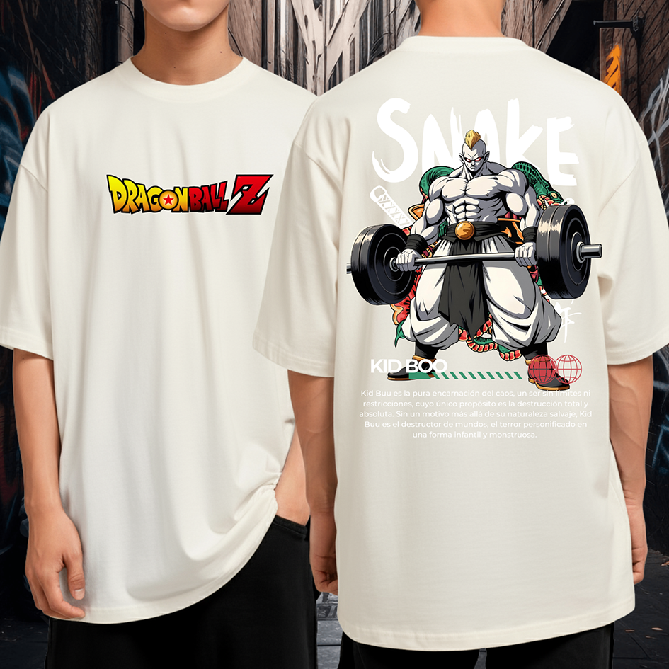 Camiseta Oversized Snake Dragon Ball Z Blusão Manga Longa Kid Boo