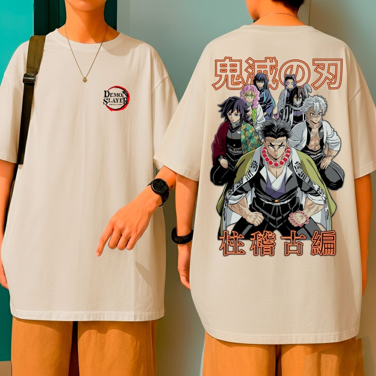 Camiseta Oversized Algodão Malha Premium Demon Slayer Pilares Hashiras Personagens