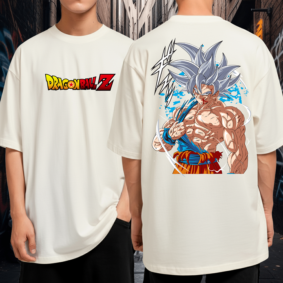 Camiseta Oversized Algodão Dragon Ball Z Goku Instinto Superior