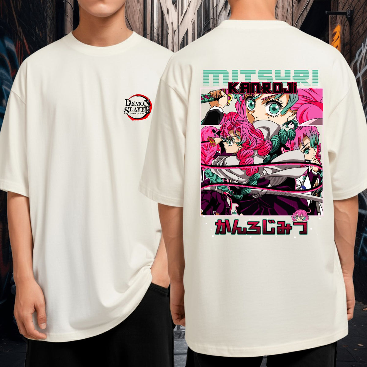 Camiseta Oversized 100% Algodão Mitsubi Hashira Do Amor Demon Slayer Blusão Malha Premium